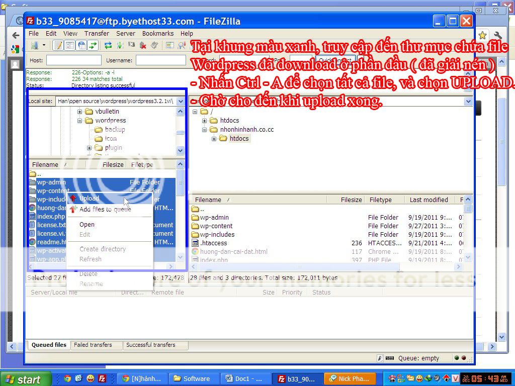 Cài đặt wordpress trên byethost - upload file wordpress, byethost, co.cc, cai dat, huong dan, thiet ke blog, thu thuat wordpress
