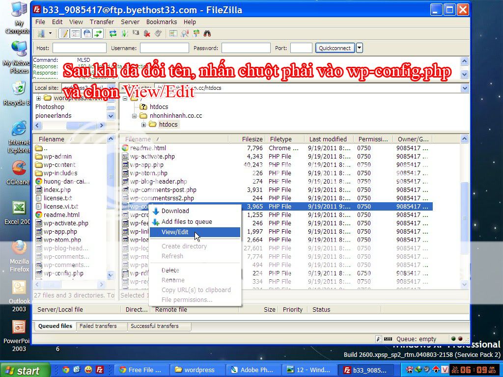 Cài đặt wordpress trên byethost - khai báo cơ sở dữ liệu wordpress, byethost, co.cc, cai dat, huong dan, thiet ke blog, thu thuat wordpress